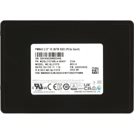 Твердотельный накопитель/ Samsung SSD PM9A3, 15360GB, U.2(2.5" 7mm), NVMe, PCIe 4.0 x4, 3D TLC, R/W 6700/4000MB/s, IOPs 1 100 000/200 000, TBW 28032, DWPD 1 (12 мес.)