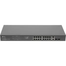 Коммутатор/ 18-port Gigabit PoE Smart switch, 16 RJ45 PoE ports 10/100/1000Mbps, 2 Gb combo SFP slots, PoE budget 250W