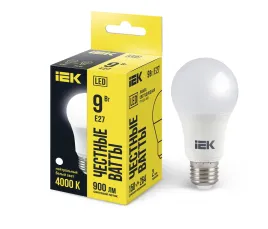 Лампа LED A60 шар 9Вт 230В 4000К E27 IEK