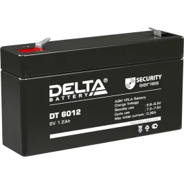 Батарея DELTA серия DT, DT 6012, напряжение 6В, емкость 1.2Ач (разряд