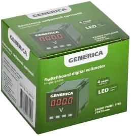 Вольтметр цифр. щит. 1-ф. 72х72 LED GENERICA