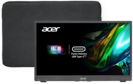 Монитор/ ACER PM181QAbmiux 17,3'', ZeroFrame, UltraThin Black, 16:9, IPS, 1920x1080, 7ms, 250cd, 60Hz, 1xMiniHDMI + 1xType-C(15W) + SPK + Audio Out, Speakers 0.5Wx2,