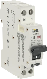 ARMAT АВДТ B06S 1P+NP B8 30мА тип AC (18мм) IEK