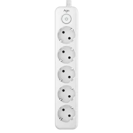 Cетевой фильтр AGNI плоский TP-FD5E-5m-white, 5 розеток Schuko, белый,