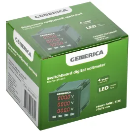 Вольтметр цифр. щит. 3-ф. 72х72 LED GENERICA