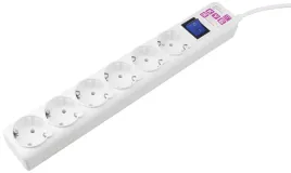 Фильтр-удлинитель Power Cube 5,0 м 6 розеток с заземлением (белый) 16А/3,5кВт/ Surge protector Power Cube 5,0 m 6 outlets (white) 16A / 3,5kVt