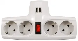 Разветвитель/ Разветвитель ZIS Pilot T USB, 4 розетки (евро с заземлен