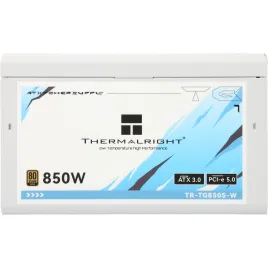 Блок питания ПК/ Power Supply Thermalright, 850W 80+ Gold (ATX, 3.0, PCIe 5.0, Non-modular, 1x24(20+4)pin, 1xCPU 8(4+4)pin, 2xPCIe*2 8(6+2)pin, 5xSATA3, 1x12+4pin (12VHPWR PCIe 5.0 12+4pin 600mm), 3xMOLEX4pin, Active, 120x120mm, 150x140x86mm, APFC, white)