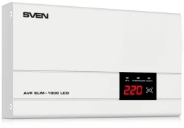 Стабилизатор SVEN AVR SLIM-1000 LCD, релейный, 800вт, 1000Ва, 140-260в