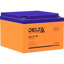 Батарея DELTA серия GEL, GEL 12-26, напряжение 12В, емкость 26Ач (разр
