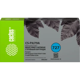 Картридж струйный Cactus CS-F9J79A 727 фото черный (300мл) для HP D