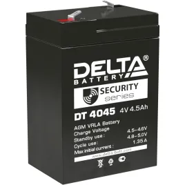 Батарея DELTA серия DT, DT 4045, напряжение 4В, емкость 4.5Ач (разряд