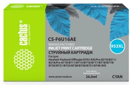 Картридж струйный Cactus CS-F6U16AE 953XL голубой (26мл) для HP OJ
