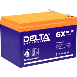 Батарея DELTA серия GX, GX 12-12, напряжение 12В, емкость 12Ач (разряд