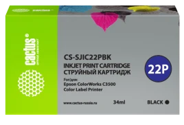 Картридж струйный Cactus CS-SJIC22PBK C33S020601 черный (34мл) для