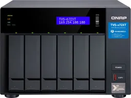 Сетевое хранилище без дисков/ SMB QNAP TVS-672XT-i3-8G 6-Bay NAS, Intel Core i3-8100T 4-core 3.1 GHz Processor, 8GB DDR4 RAM (max 32GB RAM), 6x 2.5"/3.5" SATA HDD/SSD + 2x M.2 PCIe  SSD slot, 2xGbE LAN, 1 x 10GBase-T, 2 x Thunderbolt 3 port
