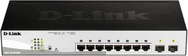 Коммутатор/ Настраиваемый L2 PoE-коммутатор, 8x1000Base-T PoE, 2х1000Base-X SFP, PoE-бюджет 65...