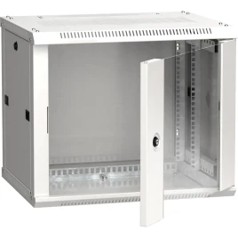19" настенный шкаф  6U 600x450, стекл. передняя дверь, серый (плоск. у
