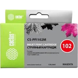 Картридж струйный Cactus CS-PFI102M пурпурный (130мл) для Canon IP
