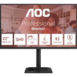 AOC Q27E4U 27 16:9 IPS 2560x1440 120Hz 4ms 350cd 1xHDMI 1xDP 4xUSB 3.2 2Wx2 HAS 150mm Internal Black 100x100