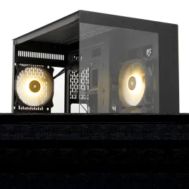 Корпус без блока питания/ Case HSPD F330, Panoramic Mini-tower, Black, TG, 0.5 SPCC, 3x120mm ARGB (FN027) mATX, mITX 160/400/200mm 1x2.5", 2x3.5", 4xPCI 1xUSB-C 3.0, 2xUSB-A1.0 428x280x375mm