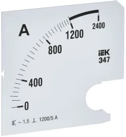 Шкала смен. для амперметра Э47 1200/5А-1,5 96х96мм IEK