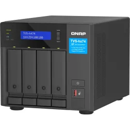 Сетевое хранилище без дисков/ ENTERPRISE QNAP TVS-h474-PT-8G QTS hero NAS, 4 x 3.5 "/ 2.5", 2 x M.2 NVMe, Intel Pentium Gold G7400 2-core/4-thread 3.7 GHz Processor, 8 GB  DDR4 (1 x 8 GB) up to 64 GB ( 2 x 32 GB), 2x 2.5 GbE BASE-T, HDMI port