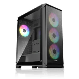 Корпус без блока питания/ Case Raijintek ARCADIA 41-MS4, Midi-Tower, TG, 1x120mm + 3x120mm ARGB, 2xUSB-A 3.0 + 1xUSB-C, ATX, mATX, mITX Black