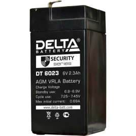 Батарея DELTA серия DT, DT 6023, напряжение 6В, емкость 2.3Ач...