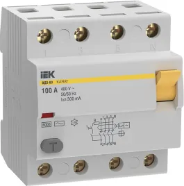 УЗО KARAT ВД3-63 4P 100А 300мА 6кА тип AC IEK