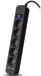 Фильтр SVEN SF-05LU 5.0 м (5 евро розеток,2*USB(2,4А)) черный, цветная