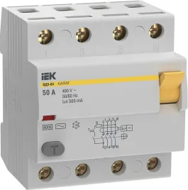 УЗО KARAT ВД3-63 4P 50А 300мА 6кА тип AC IEK