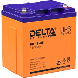 Батарея DELTA серия HR, HR 12-26, напряжение 12В, емкость 26Ач (разряд