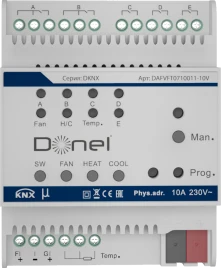Donel Контроллер фанкойла KNX, 0-10 В, Выходное напряжение: 0-10 В или