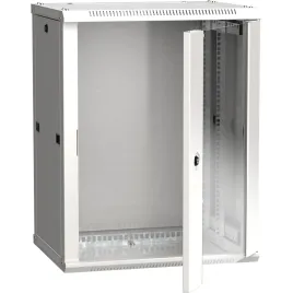 19" настенный шкаф 12U 600x450, стекл. передняя дверь, серый (плоск. у