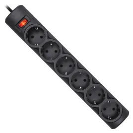 Сетевой фильтр Defender DFS 155 5 м, черный, 6 розеток/ Surge Protecto