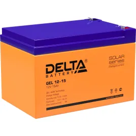 Батарея DELTA серия GEL, GEL 12-15, напряжение 12В, емкость 15Ач (разр