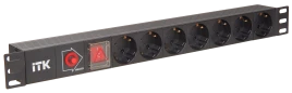 PDU 7 розеток нем. стандарт, с LED выключателем и защитой от перенапря