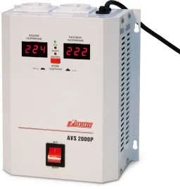 Стабилизатор POWERMAN AVS 2000P, ступенчатый регулятор, цифровые индикаторы уровней напряжения, 2000ВА, 110-260В, максимальный входной ток 15А, 2 евророзетки, IP-20, навесной,  215мм х 270мм х 110мм, 5.2 кг./ Stabilizer POWERMAN AVS 2000P, step-type regul