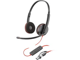 Гарнитура проводная/ Poly Blackwire 3220 Stereo USB-C Headset +USB-C/A