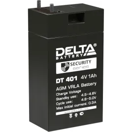 Батарея DELTA серия DT, DT 401, напряжение 4В, емкость 1Ач (разряд 20