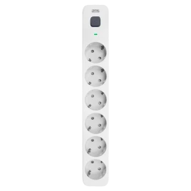 Фильтр-удлинитель PowerCom SP-06W 5.0M, 6 розеток, белый, 16А, 4кВт, 3