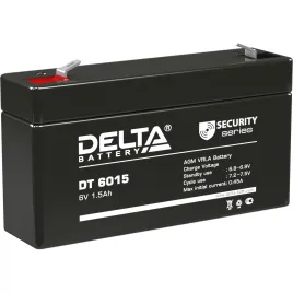 Батарея DELTA серия DT, DT 6015, напряжение 6В, емкость 1.5Ач (разряд