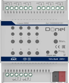 Donel KNX 8-канальный многофункциональный актуатор, 10A Установка на D