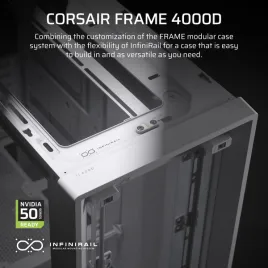 Корпус без блока питания/ Case Corsair Frame 4000D, Midi-Tower, TG, no fan, 2xUSB-A 3.2, 1xUSB 3.2 Type-C, E-ATX, ATX, mATX, mITX White