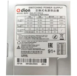 Блок питания серверный/ Server power supply Qdion Model R2A-DV1200-N P/N:99RADV1200I1170310 2U Redundant 1200W Efficiency 91+, Cable connector: C14
