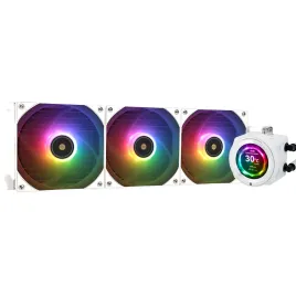 Система жидкостного охлаждения/ Water Cooling System Thermalright Core Vision 360 (360mm, LED, White, ARGB/ Fans: 3x120mm, 72.37CFM, 27.7dBA, 2000RPM/ Pump height 66mm, Rad thickness 27mm/ S: 1700, 1200, 1851, 115X, 2011, 2066, AM5, AM4)