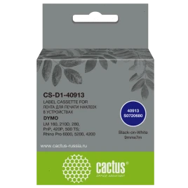 Картридж ленточный Cactus CS-D1-40913 40913 черный/белый для Dymo L