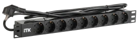 PDU 9 розеток DIN49440 (нем. cтанд.) 1U, шнур 2м вилка DIN49441 (нем.