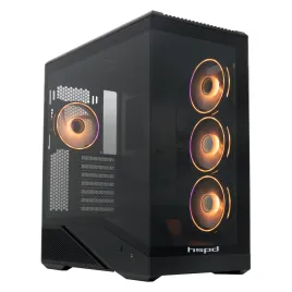 Корпус без блока питания/ Case HSPD F711, Panoramic Full Tower, Black, TG, 0.7 SPCC, 4x120mm ARGB (FN027) ATX, mATX, mITX 190/420/280mm 2x2.5", 2x3.5", 7xPCI 1xUSB-A 3.0, 1xUSB-C 445x235x475mm